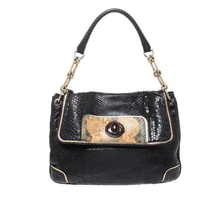 Anya Hindmarch Dark Brown Python Leather Shoulder Bag