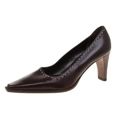 Gucci Brown Leather Pointed Toe Pumps Size