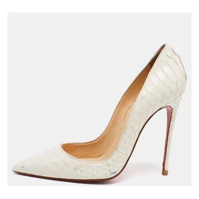 Christian Louboutin White Python Patent Leather So Kate Pumps Size 37.5