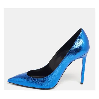 Saint Laurent Blue Leather Pointed Toe Pumps Size