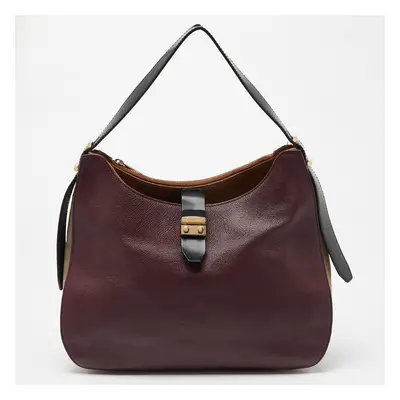 Furla Multicolor Leather and Suede Hobo