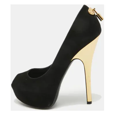 Louis Vuitton Black Suede Oh Really! Peep Toe Pumps Size