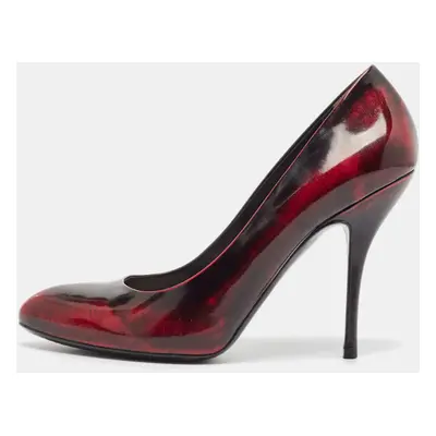 Gucci Burgundy/Black Patent Leather Round Toe Pumps Size 40.5