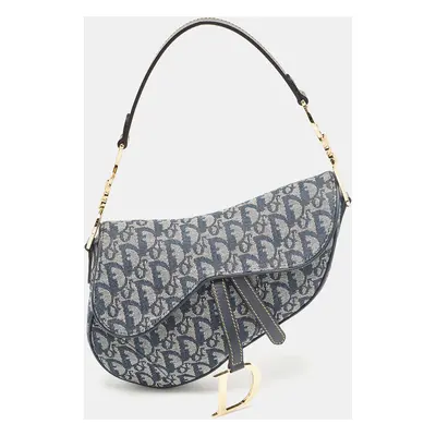 Dior Blue Oblique Canvas Saddle Bag