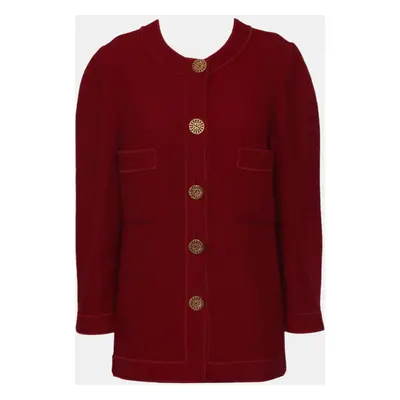 Chanel Red Vintage Button-Up Cardigan