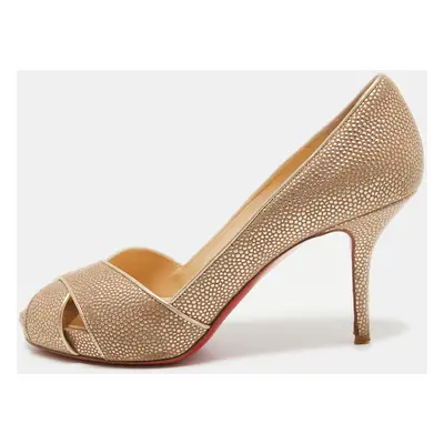 Christian Louboutin Two Tone Textured Leather Shelley Pumps Size 36.5