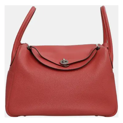 Hermes Rose Jaipur Clemence Leather Lindy Bag