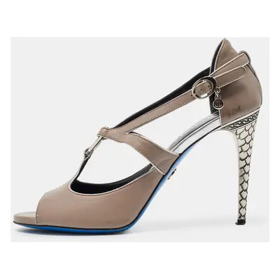 Loriblu Grey Leather Ankle Strap Sandals Size