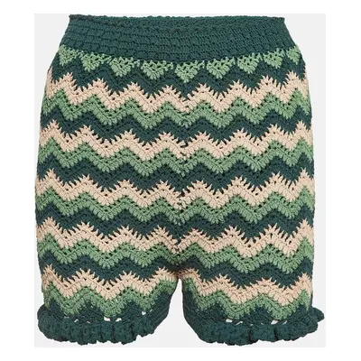 Sandro Green Chevron Patterned Knit Shorts