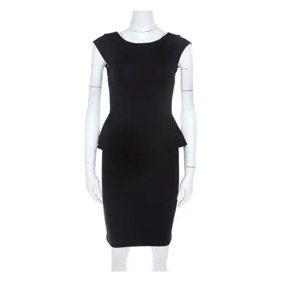 Alice + Olivia Black Stretch Knit Victoria Peplum Dress