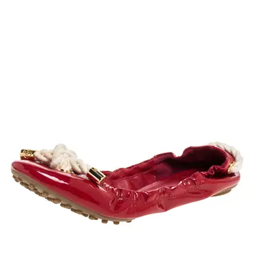 Tory Burch Red Patent Leather Scrunch Ballet Flats Size 38.5