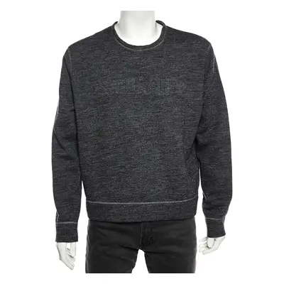 Dsquared2 Grey Wool Logo Embossed Long Sleeve Sweatshirt