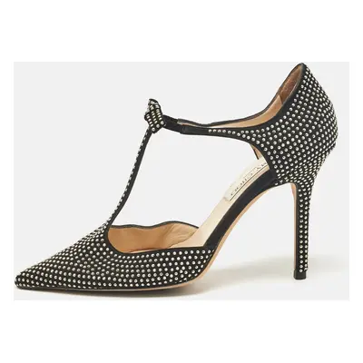 Jimmy Choo Black Studded Suede Talan Bow Pumps Size