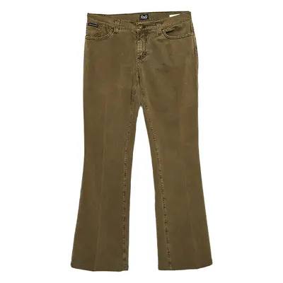 D&G Olive Green Denim Flared Leg Jeans