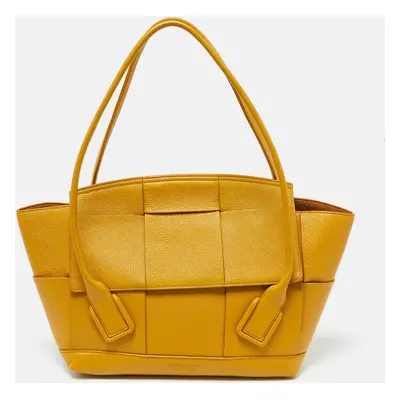 Bottega Veneta Yellow Leather Maxi Intrecciato Arco Bag