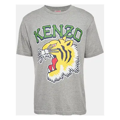 Kenzo Grey Logo Print Cotton Oversize T-Shirt