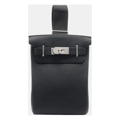 Hermes Kelly Accado PM Waist Bag Black Leather