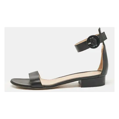 Gianvito Rossi Black Leather Portofino Flat Sandals Size 36.5