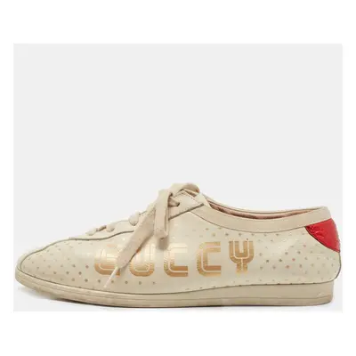 Gucci Beige Leather Falacer Guccy Sneakers Size