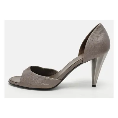 Chanel Grey Leather D'orsay Pumps Size