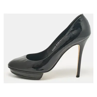 Gina Black Patent Leather Platform Pumps Size