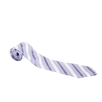 Giorgio Armani Vintage Lilac and White Diagonal Striped Silk Jacquard Tie