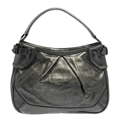 Burberry Metallic Anthracite Leather Fairby Hobo