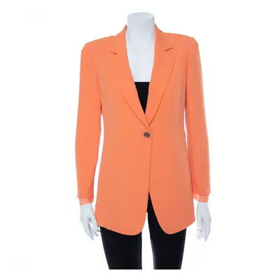 Emporio Armani Orange Crepe Sheer Paneled Detail Blazer