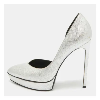 Saint Laurent Silver Leather Janis D'orsay Pumps Size