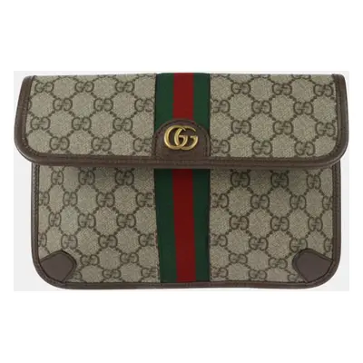 Gucci Supreme Canvas Leather Beige Ebony GG Ophidia Small Belt Bag