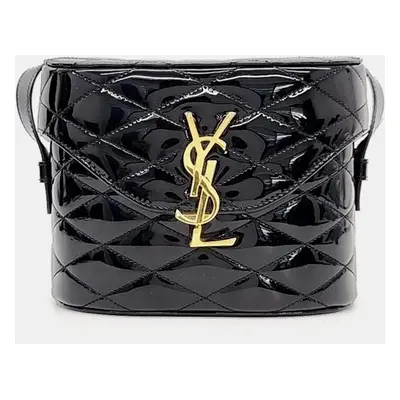 Saint Laurent Black Patent Leather June Shoulder Bag