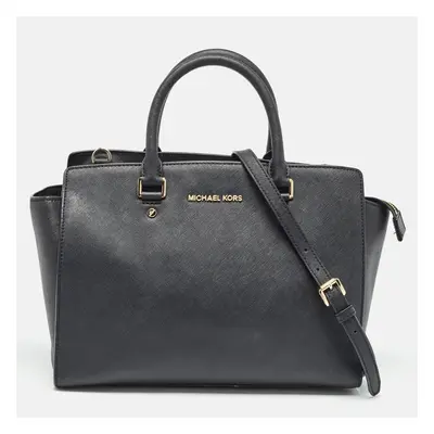 MICHAEL Michael Kors Black Saffiano Leather Selma Satchel