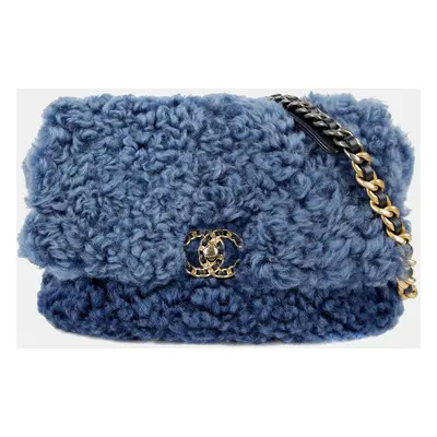 Chanel Blue Shearing Flap Shoulder Bag