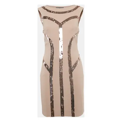 Alberta Ferretti Pink Embellished Crepe Sleeveless Mini Dress