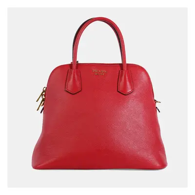 Prada Red Saffiano Leather Medium Dome Satchel Bag