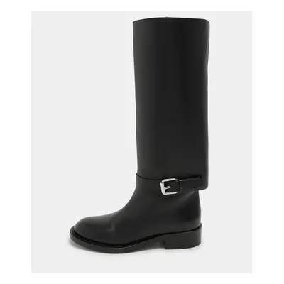 Burberry Black Leather Knee Length Boots Size