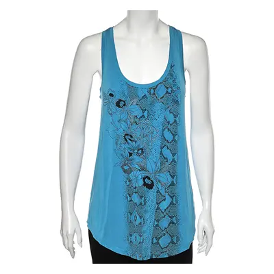 Roberto Cavalli Gym Blue Printed Jersey Tank Top