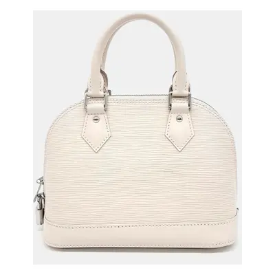 Louis Vuitton White Epi Leather Alma BB Satchel Bag