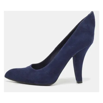 Louis Vuitton Navy Blue Suede Pointed Toe Pumps Size