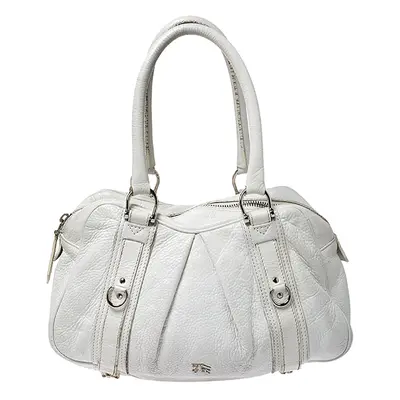 Burberry White Leather Ashbury Satchel