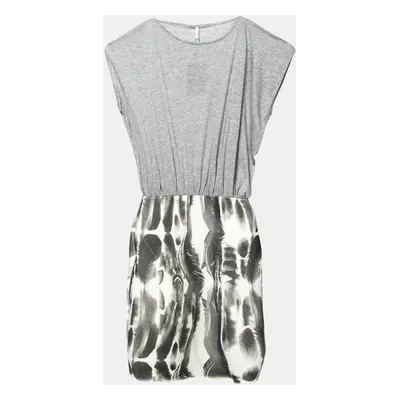 Faith Connexion Further Grey Jersey Blouson Bodice Feather Print Pencil Dress