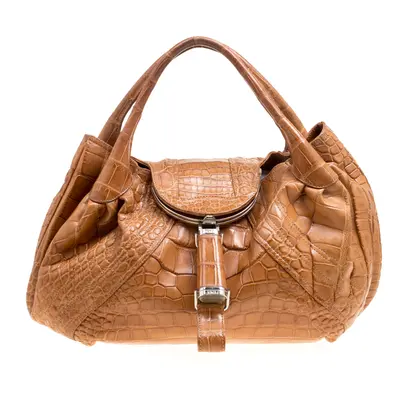 Fendi Brown Crocodile Spy Hobo