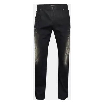 Roberto Cavalli Black Denim Distressed Jeans