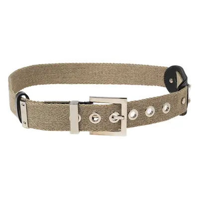 Dolce & Gabbana Beige Canvas and Leather Plaque Detail Waist Belt 75CM