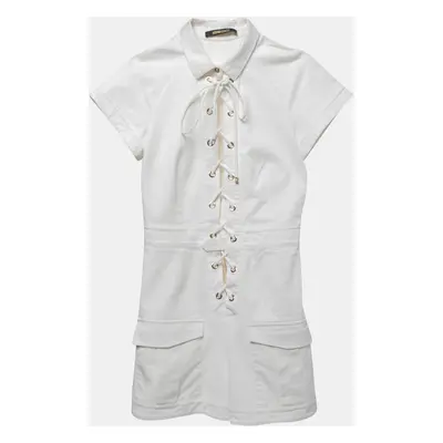 Roberto Cavalli White Cotton Lace-Up Playsuit