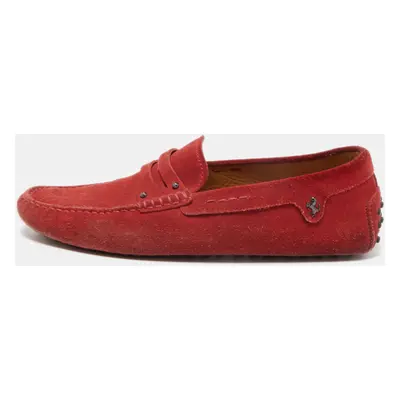 Tod's by Ferrari Red Suede Penny Loafers Size