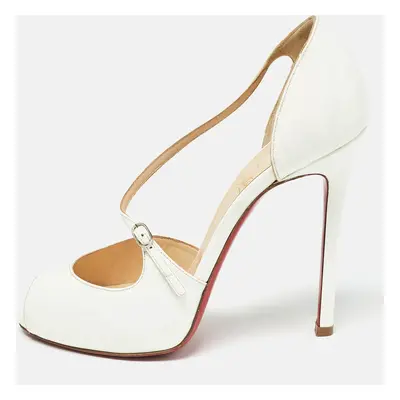 Christian Louboutin White Patent Leather Grolili Cross Strap Pumps Size