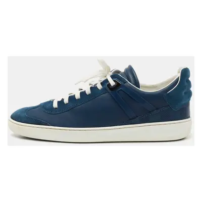 Louis Vuitton Blue Leather and Suede Low Top Sneakers Size 40.5