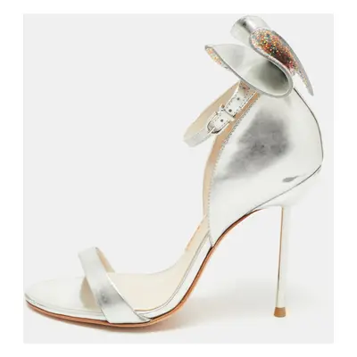 Sophia Webster Metallic Silver Leather Chiara Butterfly Ankle Strap Sandals Size 35.5