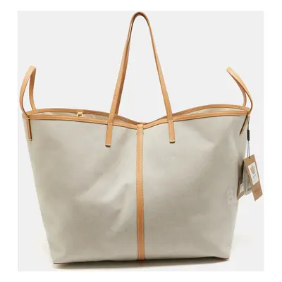 Burberry Beige Canvas and Leather Beach Tote